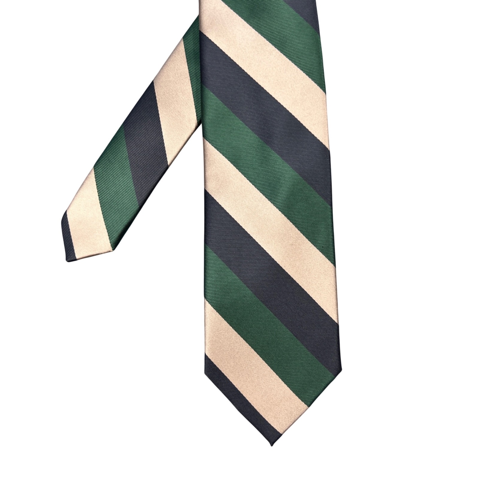 Wembley Green Navy Tan Striped Necktie Classic Business Mens One Size
